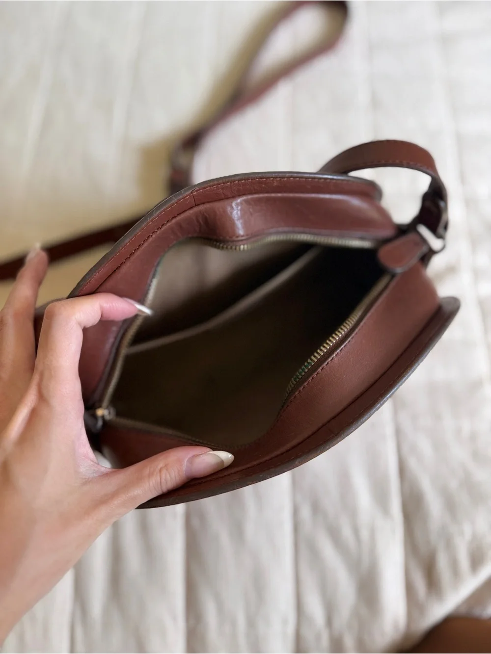 A.P.C. Demi-Lune Brown Leather Crossbody Bag - Picture 7 of 9